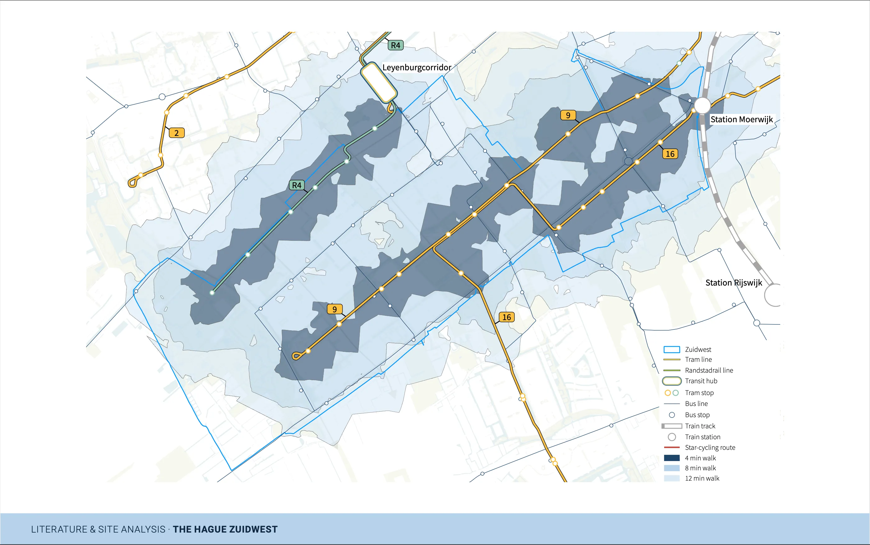 Bus bereikbaarheid in minuten lopen in Zuidwest