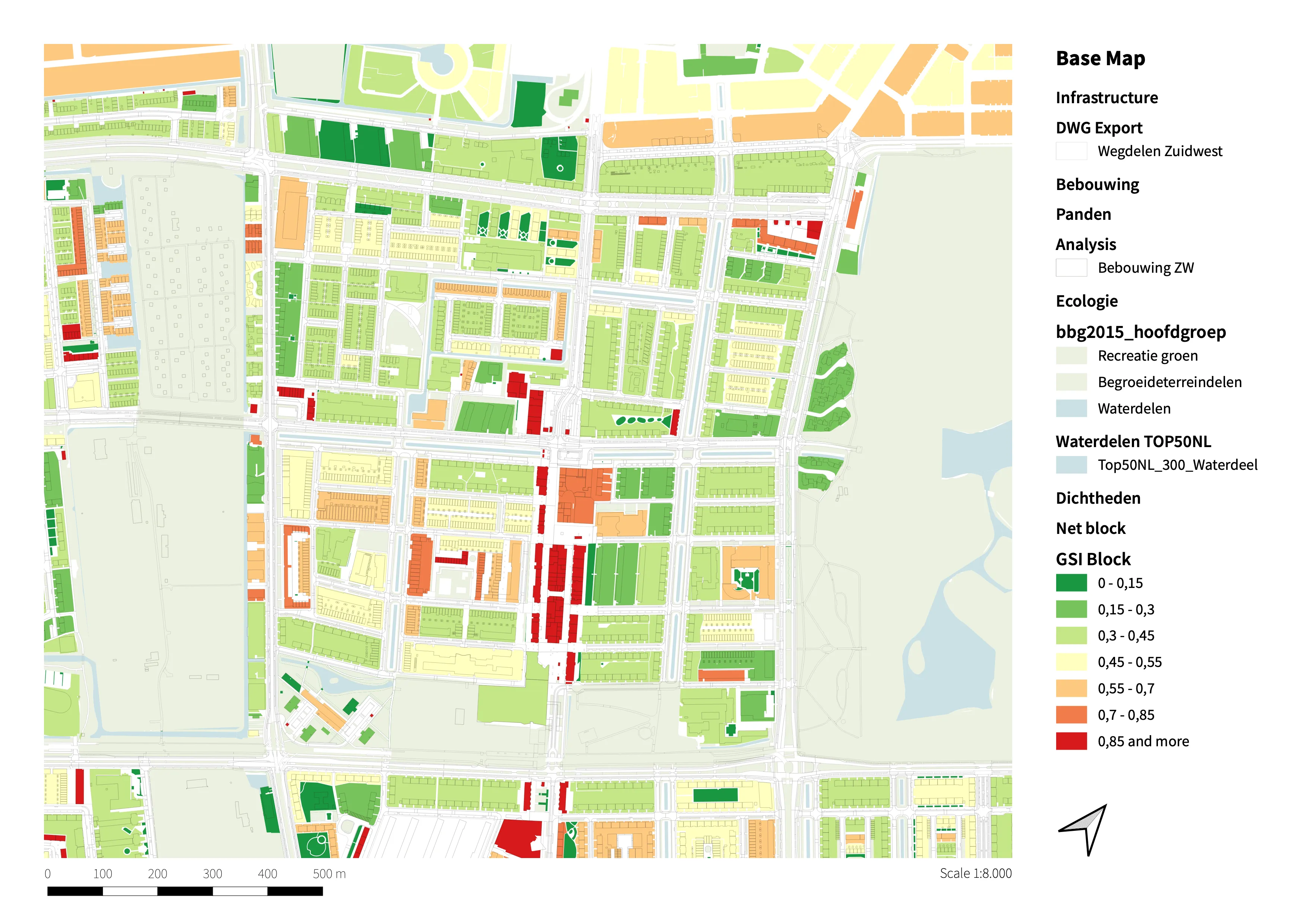Kaart van Ground Space Index (GSI) in Morgenstond