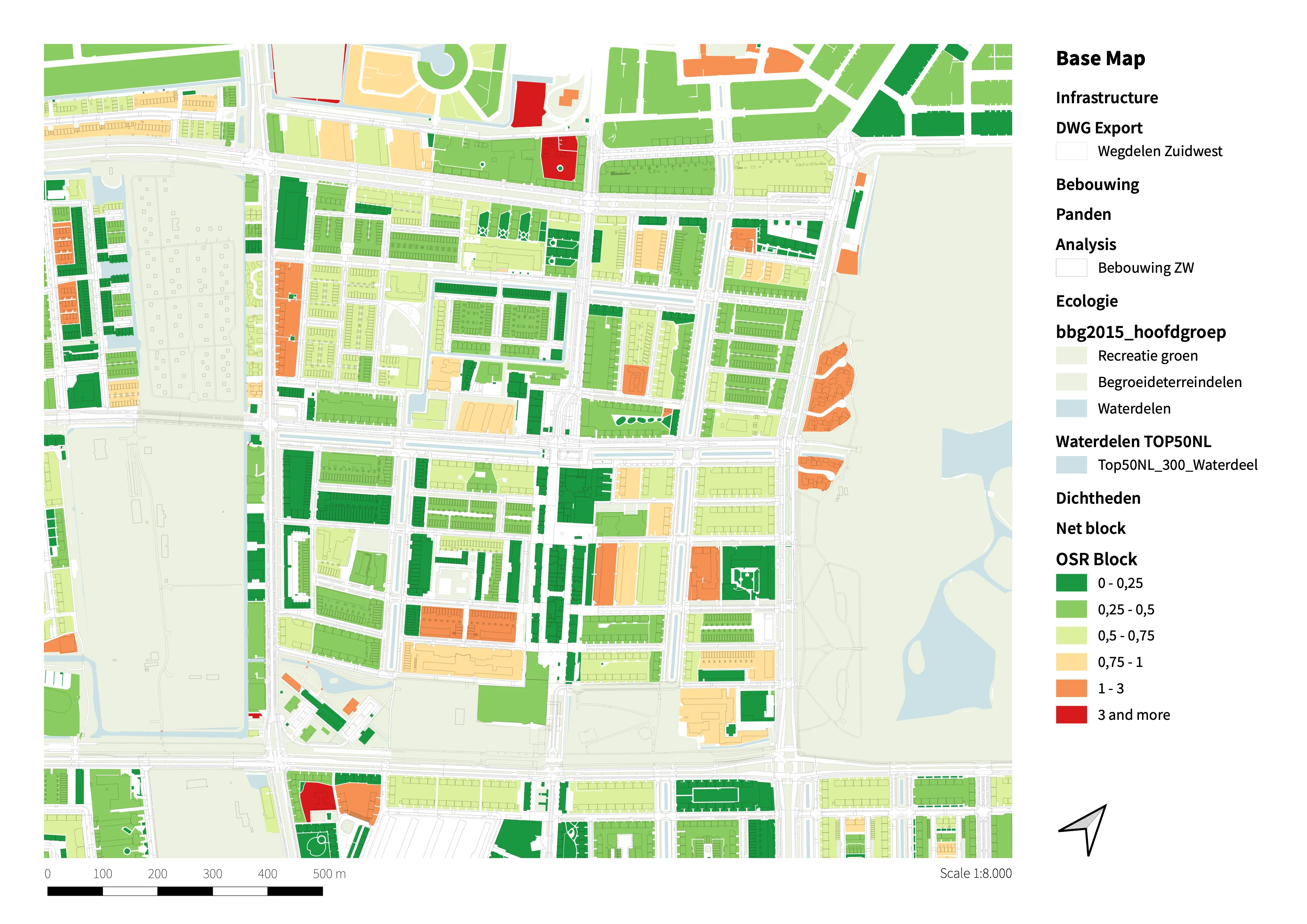 Kaart van Open Space Ratio (OSR) in Morgenstond