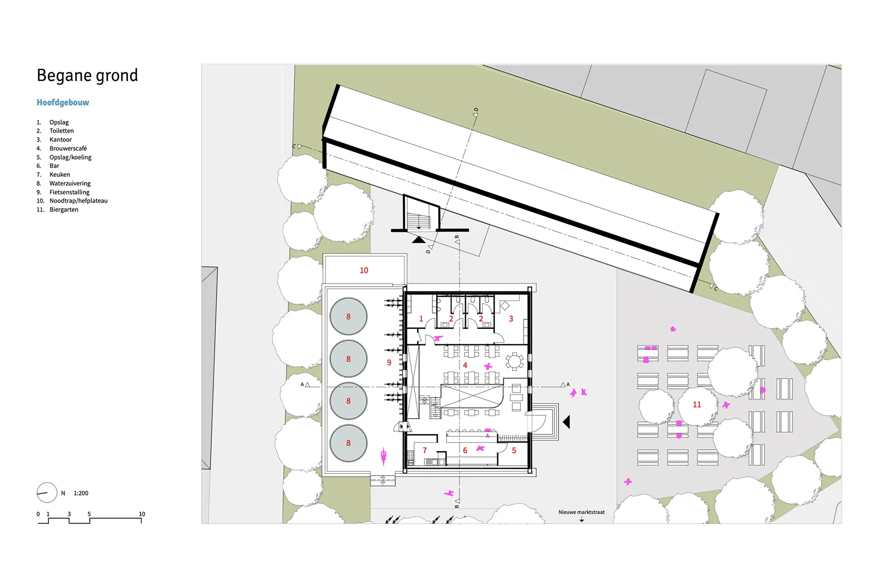 Plattegrond begane grond brouwerij Nijmegen