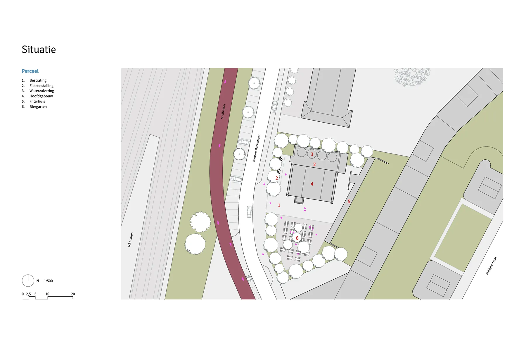 Situatietekening brouwerij Nijmegen