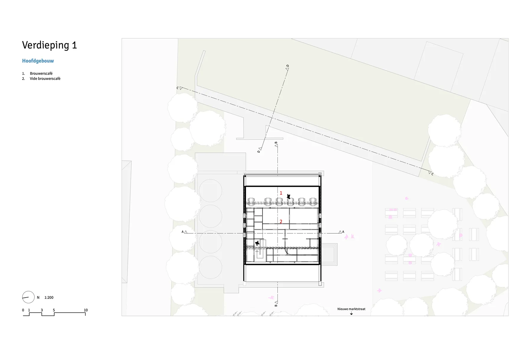 Plattegrond eerste verdieping brouwerij Nijmegen