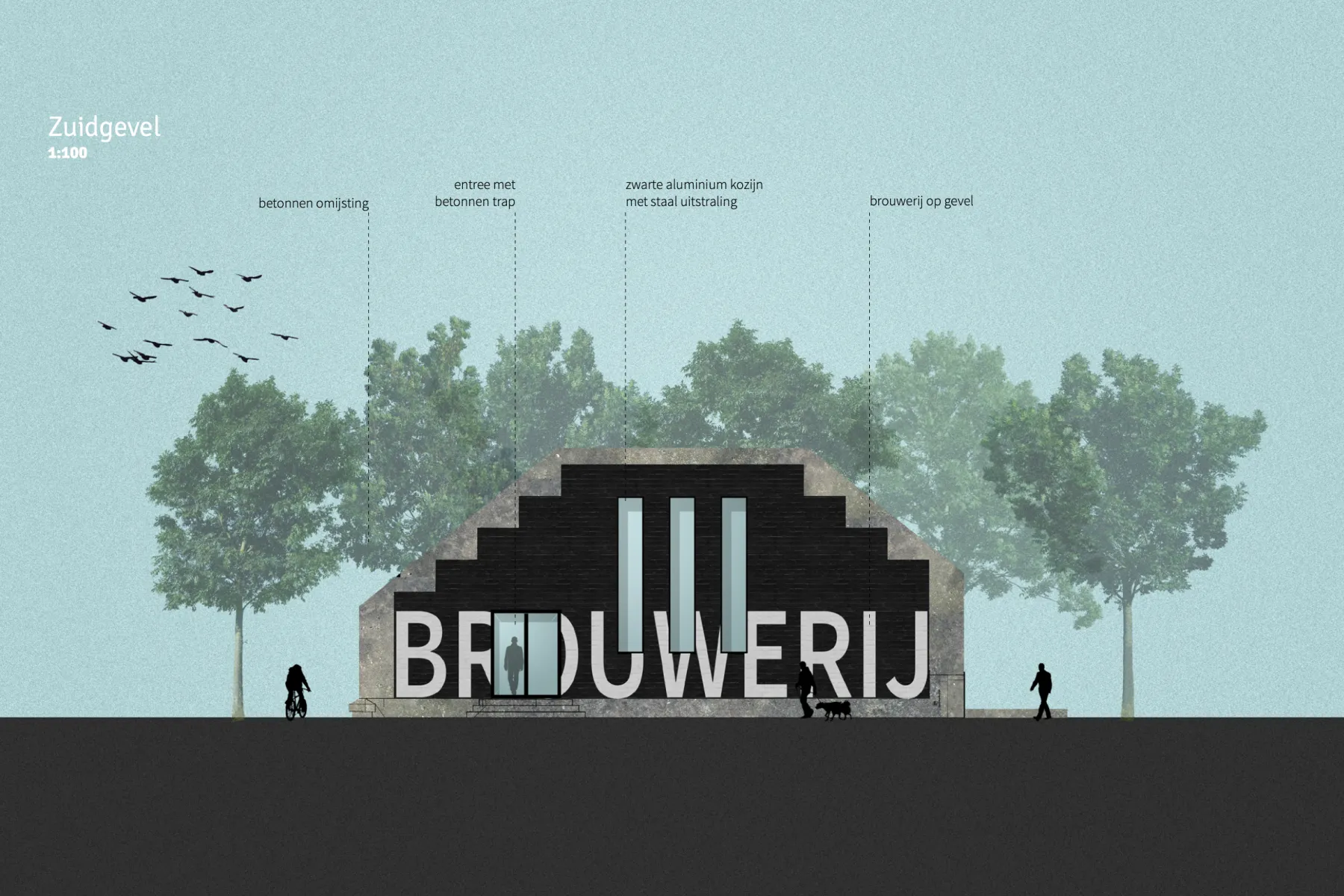 Zuidgevel van het brouwerijgebouw