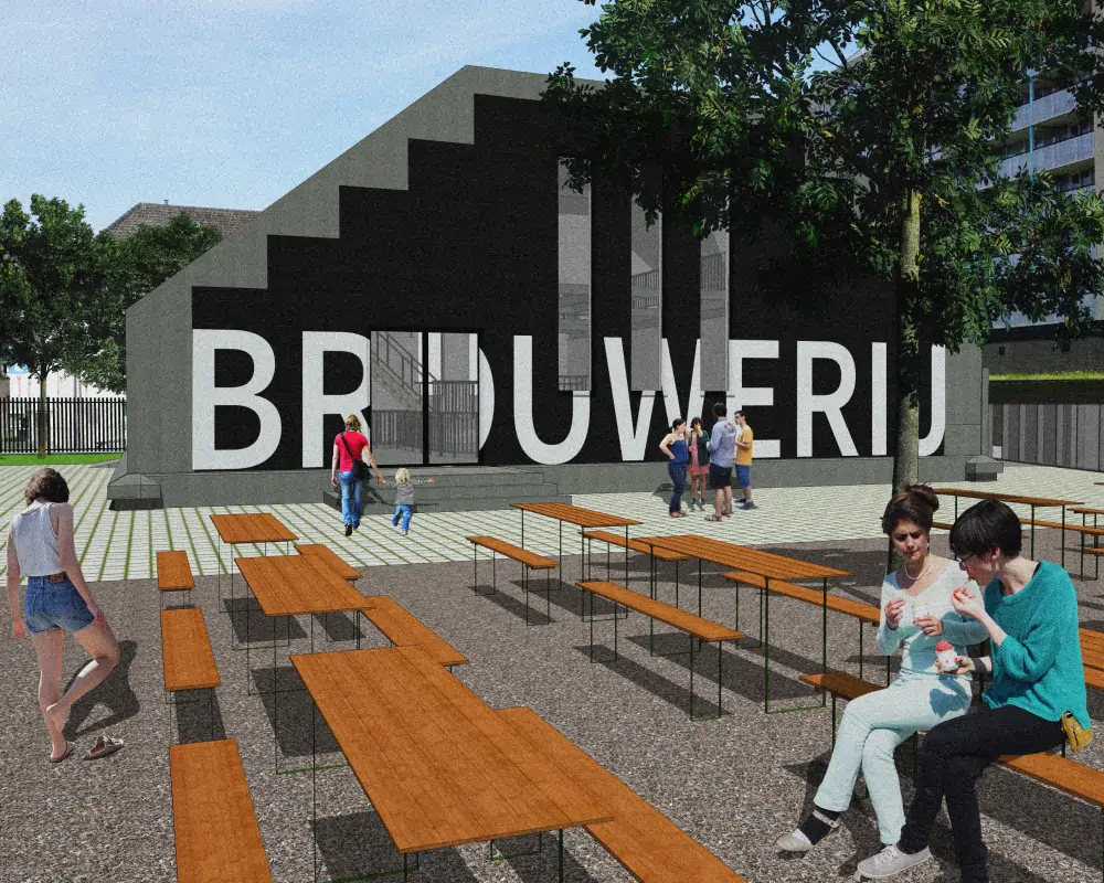 Visualisatie van het getransformeerde waterpompstation Nijmegen als brouwerscafé